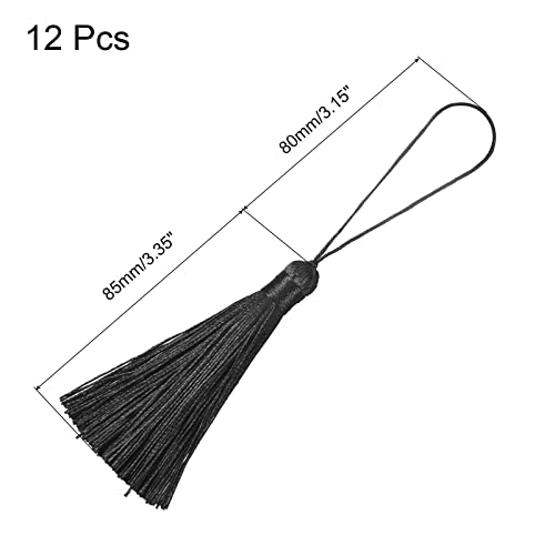 HARFINGTON Bookmark Tassels - 12Pcs 6.5" Silky Soft Mini Tassel with Loops for Keychain Graduation Handmade DIY Craft Accessory, Black by HARFINGTON - Used condition - Image 2