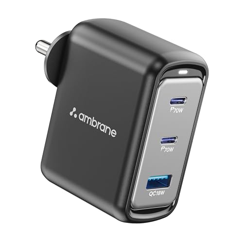 Ambrane 70W 3-port GaN charger product image from Amazon