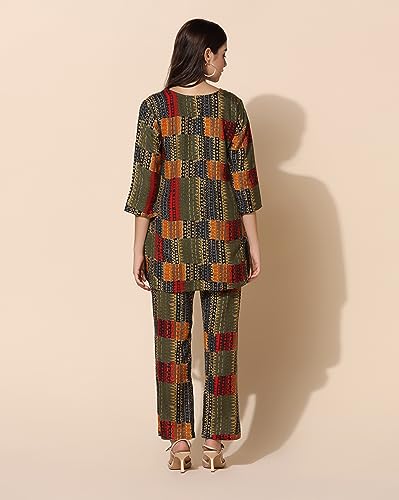 Image of TOPLOT Co-ord Set for Women Printed Straight Cotton Kurta with Pant