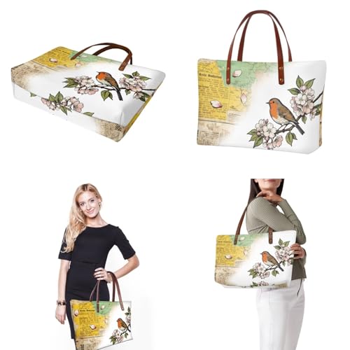 Image of Top Handle Purse for Women, Large Tote Handbag With PU Wallet Set, Gift for Mom