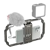 smartphone video rig mouriv Posibilidades Infinitas de Un Dispositivo: La plataforma de la jaula del teléfono viene con múltiples orificios roscados de 1/4"-20 y dos cold shoes para conectar un trípode BUT2664, mango lateral del teléfono inteligente 2772, luz LED 3286, micrófono 3452, adaptador de montaje de cold shoe 3577 y otros accesorios.