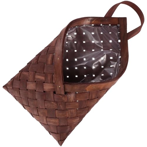Upkoch O11S0202A6YV Wooden Woven Hanging Basket - Rattan Wall Planter, Wicker Flower Pot Holder cover