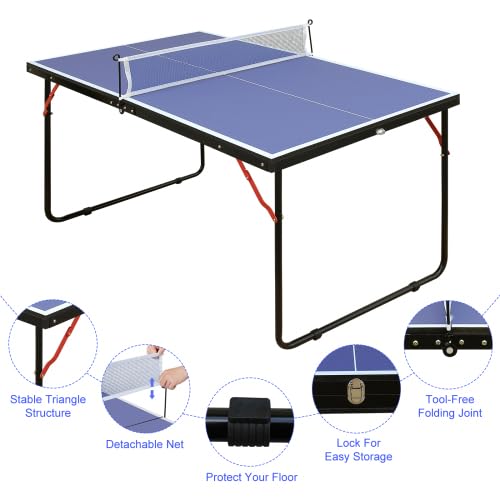 Tavolo da ping-pong pieghevole salvaspazio tavolo da ping pong mini tavolo da ping pong resistente alle intemperie, pieghevole per esterni e interni, piccolo con piedistallo