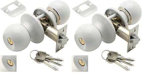 Pomo Puerta Wolfpack Con Llave Ambos Lados Blanco (Paquete de 2)
