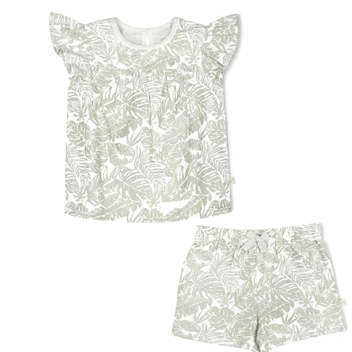 Image of MakeMake Organics GOTS Certified Organic Cotton Baby Kids Toddler Girl Top and Short Outfit Set