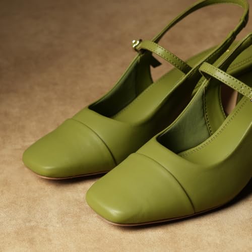 Image of Theater Women Twiggy Mary Jane Block Heel Sandals with Square Toe and Adjustable Buckle Slingback | Cushioned Comfort for Office & Formal Wear