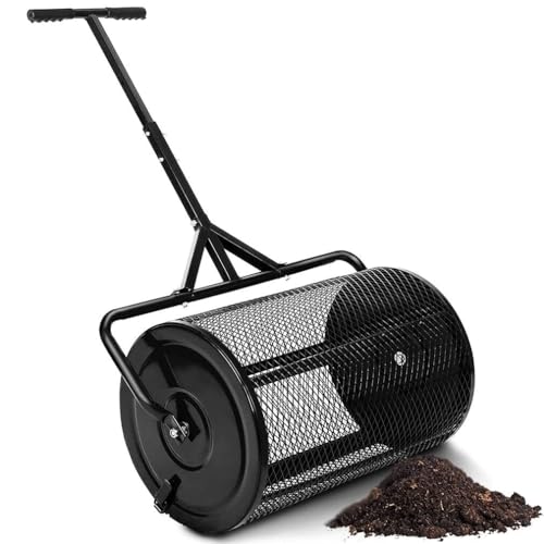 Metal Peat Moss Spreader, 24In Compost Spreader for Lawn Garden