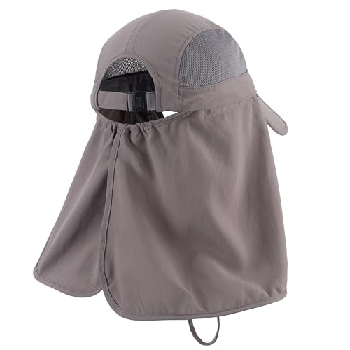 Image of Connectyle Men's Foldable Baseball Sun Cap with Removable Face Mask Neck Flap Cover UPF 50+ Sun Protection Fishing Hiking Hat