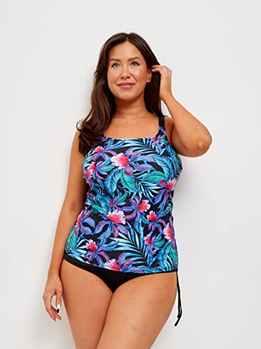 Red Peony Women Mastectomy Pocketed Tankini Two-Piece Swimsuit4