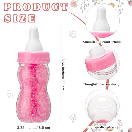 Image of Roowest 512 Pcs Baby Shower Games Guess How Many Pacifiers Sign 100 Small Guessing Games 10 HB Pencils 750ml Milk Bottle 400 Acrylic Pacifiers Decoration for Guest Gender Reveal(Pink,Wild Flower)
