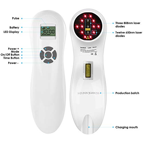Yofalo Portable Handheld Cold Laser Light Therapy Device,3X808Nm+12X650Nm.multi-Speed Regulation With Pulse Function #TOP2