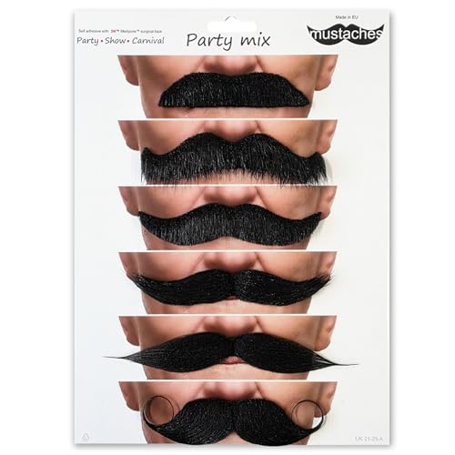 Mustaches Mélange fête accessoire adulte 6 paquet assorti
