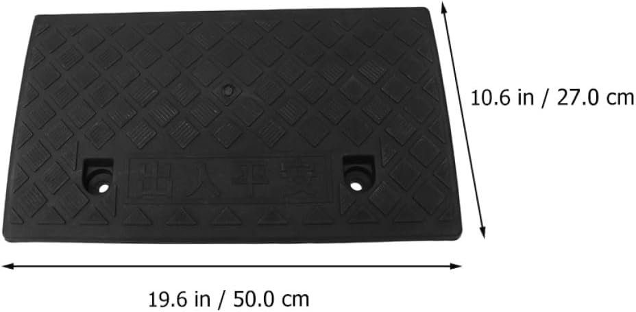 SOLUSTRE Rubber Slope Ramp Mat 50x27x11cm Black, Lightweight Loading Ramp Cushion with Non-Slip Surface for Wheelchair Threshold and Outdoor Use