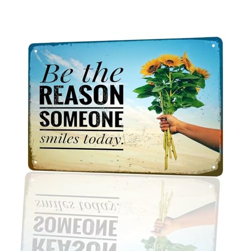 Be the reason someone smiles today, 8"x12" Vintage Inspirational quotes, Wall Decor for Girls Rooms, Teachers, Classroom Home Office School Decor, Teens Encouragement Gift Motivational Posters