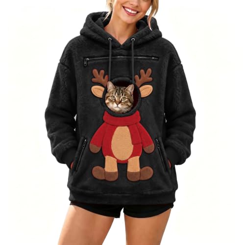 Pet Pouch Hoodie for Women Fleece Cat Dog Carrier Hoodies Christmas - image 1