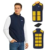 MOTUSANA Heated Vest for Men with Power Bank,15 Heating Zones & 3 Heat Levels,10,000mAh Battery Pack,Lightweight Fleece Heated Vest for Hiking,Skiing,Camping in Winter(L)