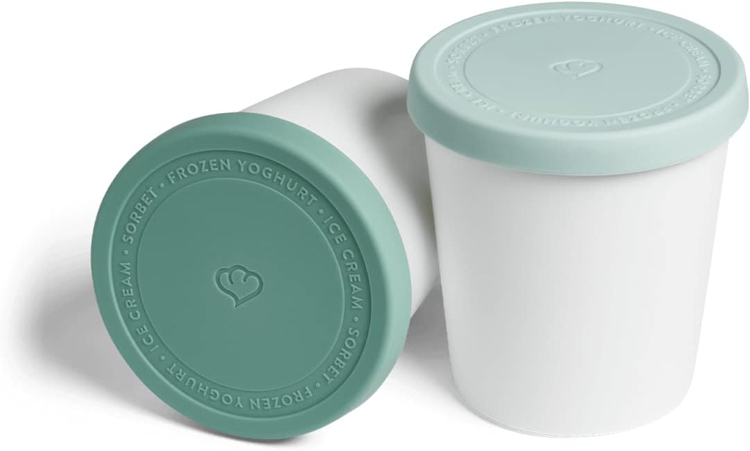Set 2 Contenitori Gelato Springlane - Da 1 Litro, Senza BPA, Con Coperchio In Silicone (Grigio)