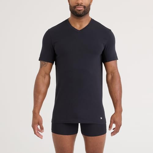 SAXX Underwear Co. Men's DropTemp Dry Cotton V-Neck Undershirt 2-Pack, Black, XX-Large by SAXX Underwear Co. - Used condition - US$33.39