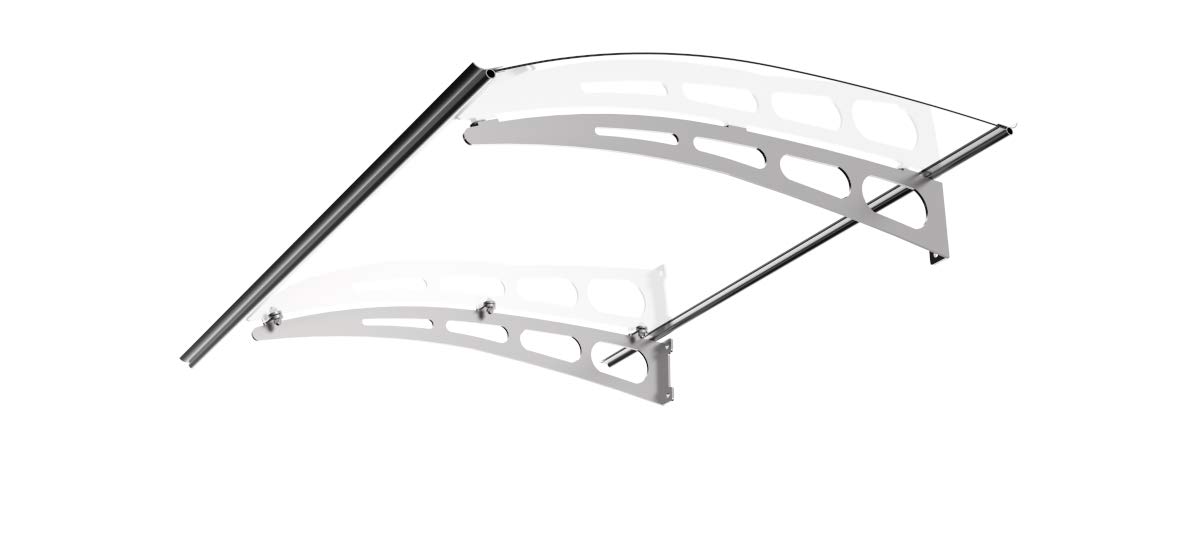 SCHARTEC Aluminium-Vordach gewölbt als Haustürvordach in 120 oder 150 cm Breite - Vordach für Haustür Überdachung (1500 x 900 mm) Eingangsüberdachung Regenschutz