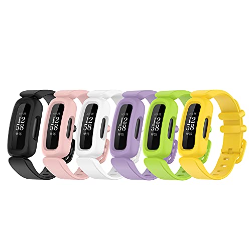Bands Compatible with Fitbit Ace 3 for Kids Colorful Silicone Watch Strap Accessories Replacement Wristbands for Ace 3 for Boys Girls (6Color-A)
