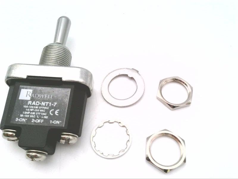 RADWELL RAD-NT1-7 Interruptor de palanca, Base escalonada, MOMENTARIO, TERMINALES de tornillo, 1 polo, 3 posiciones