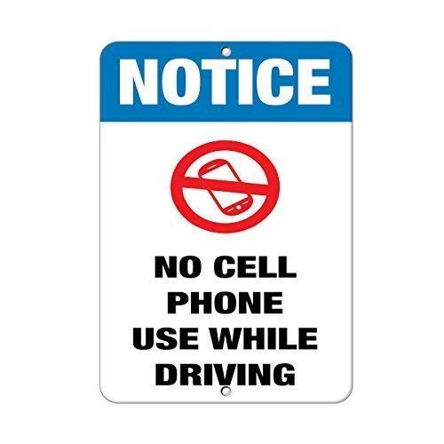 New Metal Sign Aluminum Sign Notice No Cell Phone Use While Driving Business Sign for Outdoor & Indoor, 12x8 Inch