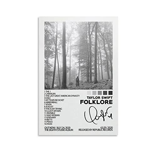 Taylor Poster Folklore Swift Album Cover Posters for Room Aesthetic Canvas Wall Art Bedroom Decor 12x18inch(30x45cm)