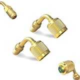 2Pcs A2L R-32 R-454B Adapter, 1/4" Left-Hand Female to 1/4" Right-Hand Male Flare Fittings, for R-32/R-454B A2L Refrigerant LH Tanks and RH Service Hose, Brass HVAC Charging Adapter (90° × 2)
