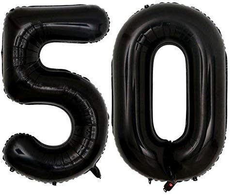 40inch Jumbo Black 50 Number Balloons for Birthday Party Decorations 50th Year Old Party Supplies(Black 50)