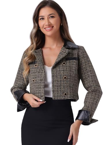 Blazer à carreaux en tweed pour femme veste vintage
