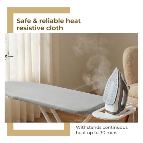 Image of Lifelong Foldable Ironing Board with Steel Frame, Heat-Resistant Cover | Heavy-Duty & Durable Iron Board with Stand | Adjustable Height, Anti-Skid Legs, Portable & Space-Saving Design (Silver & White)