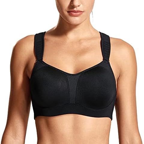 Delimira Women's High Impact Full Support Underwire Padded Contour Plus Size Sports Bra Black 34DD Cover