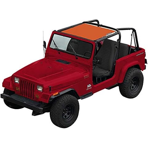 Shadeidea Sun Shade for Jeep Wrangler TJ 1997-2006 Sunshade Top Front-Orange Mesh Screen Cover UV Blocker with Grab Bag Storage Pouch-10 Years Lasting Cover