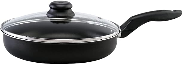 Frigideira 24cm Antiaderente Preta Com tampa de Vidro Grande Não Gruda