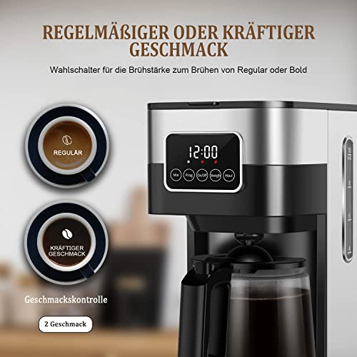 MEROUS Filterkaffeemaschine, programmierbare Kaffeemaschine mit Karaffe, LED-Touchscreen, 1,25 L, bis zu 12 Tassen… – Bild 8