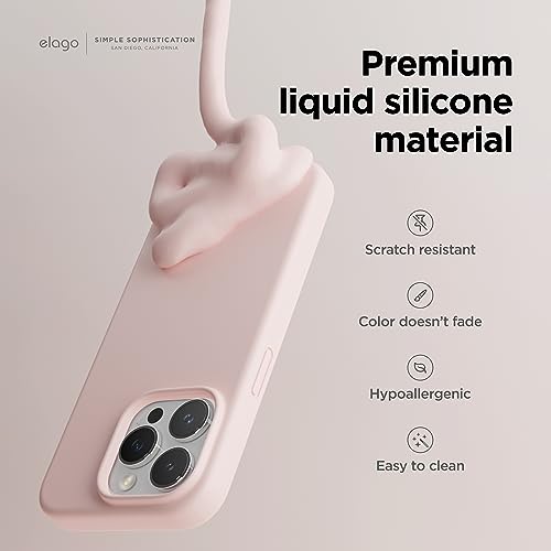 Image of elago Compatible with iPhone 15 Pro Case, Liquid Silicone Case, Full Body Protective Cover, Shockproof, Slim Phone Case, Anti-Scratch Soft Microfiber Lining, 6.1 inch (Lovely Pink)