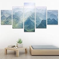 SIGNWIN 5 Panel Canvas Wall Art Modern Art Expressive Landscape Modern Mountain Top Multicolor Photography for Home Decorations Ready to Hang - 60