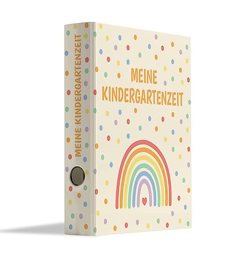 Friendly Fox Regenbogen Sammelordner Kinder, Erinnerungen Kindergarten Ordner, Meine Kindergartenzeit Ordner, DIN A4 Ordner für 350 Blatt, Rückenbreite 5,6 cm