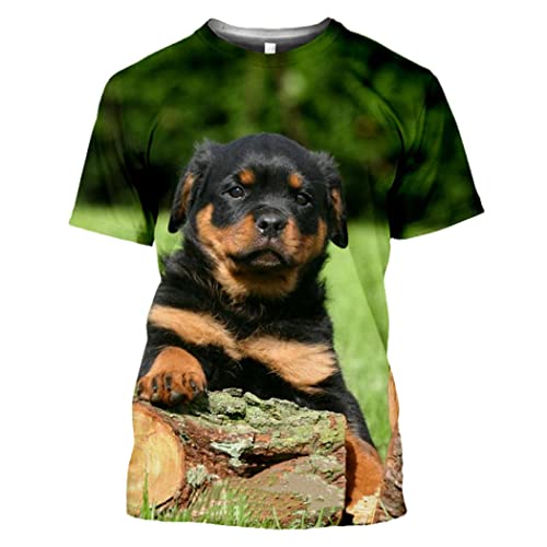 T-shirt Rottweiler avec impression 3D relief réaliste manches courtes taille 3XL