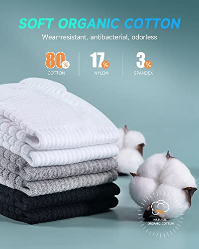 Tanstc Running Sports White Men's Socks,Mesh Ventilation Breathable And Arch Support Non-Slip,Comfortable Cushioned Heel Tab Thick Cotton Socks,Ankle Athletic Low Cut Socks #TOP4