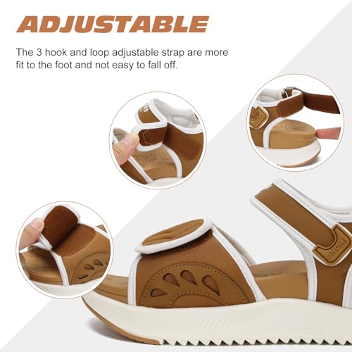 Image of ONCAI Walking Sandals Women,Arch Support Hiking Sandals with Orthotic Outdoor Footbed for Plantar Fasciitis,Water Athletic Platform Sandalias Mujer with 3 Adjustable Strap (US Size 6-12)