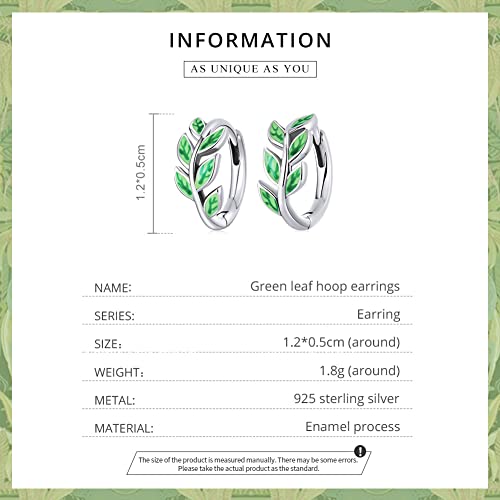 Boucles d'oreilles argent Sterling feuille verte premium