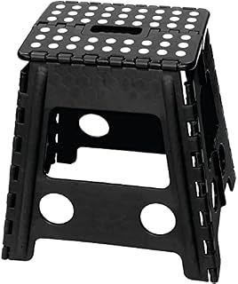 ZYBUX - Folding Step Stool |Lightweight Plastic Step Stool - Foldable Step Stool Non Slip Stools for Bathroom Bedroom Kitchen Steps Fold Away | Indoor or Outdoor Use (Large, Black)