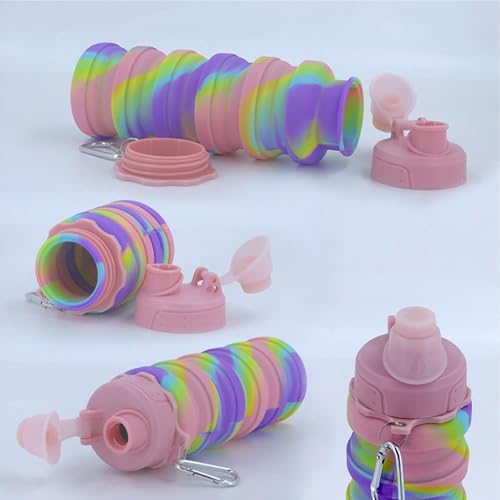 Collapsible Water Bottles Travel water bottle Sports Portable Sport Water Bottle Reusable Water Bottles comes with mountaineering Buckle 500ml silicone Water-proof camping water bottle - Image 8