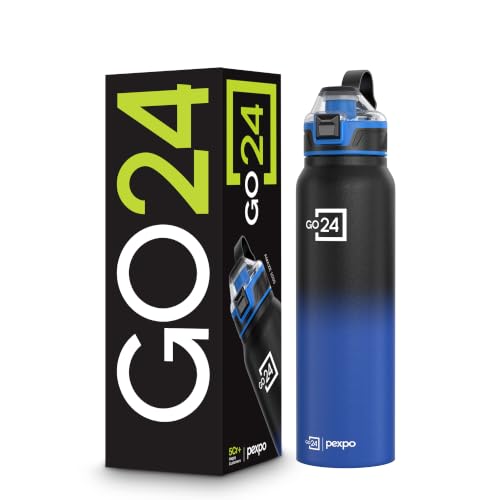 Image of Bottle 940ml | Hot and Cold Flask | ISI Certified Stainless Steel Bottle | 3 Layer Insulation | Leakproof | for Home, Office | 2-Year Warranty |Amaze| Black-Blue Ombre