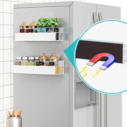 Vetacsion 2 Pack Moveable Fridge Magnetic Spice Racks,Metal White #TOP4