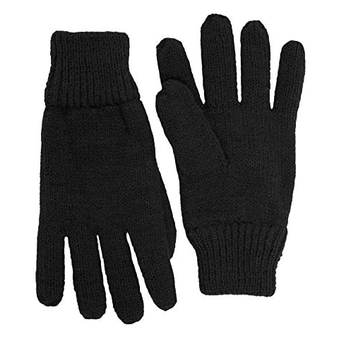 SANREMO Unisex Kids Knitted Fleece Lined Warm Winter Gloves (4-7 Years, Black) Cover
