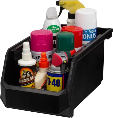 Image of ReadySpace Large Plastic Storage Bins, Stackable Organizer Containers for Closet Pantry Shelf Garage and Office Organization, Black, 6 Pack