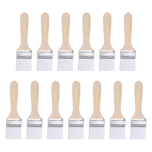 sourcing map 15pcs Paint Brushes 1.5 Paint Brush Nylon Flat Wall Paint Brush Soft Bristle with Wood Handle for Painting DIY Latex Paints Furniture Cabinets Fences, White