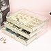 Weiai Acrylic Jewelry Box 3 Drawers, Velvet Jewellery Organizer, Earring Rings Necklaces Bracelets Display Case Gift for Women, Girls, Beige
